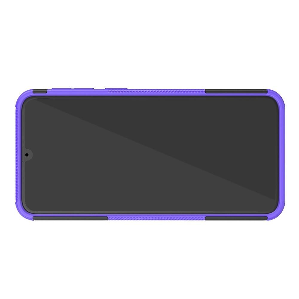 Двухкомпонентный Противоскользящий Гибридный Противоударный Чехол для Samsung Galaxy M30 с Подставкой Фиолетовый