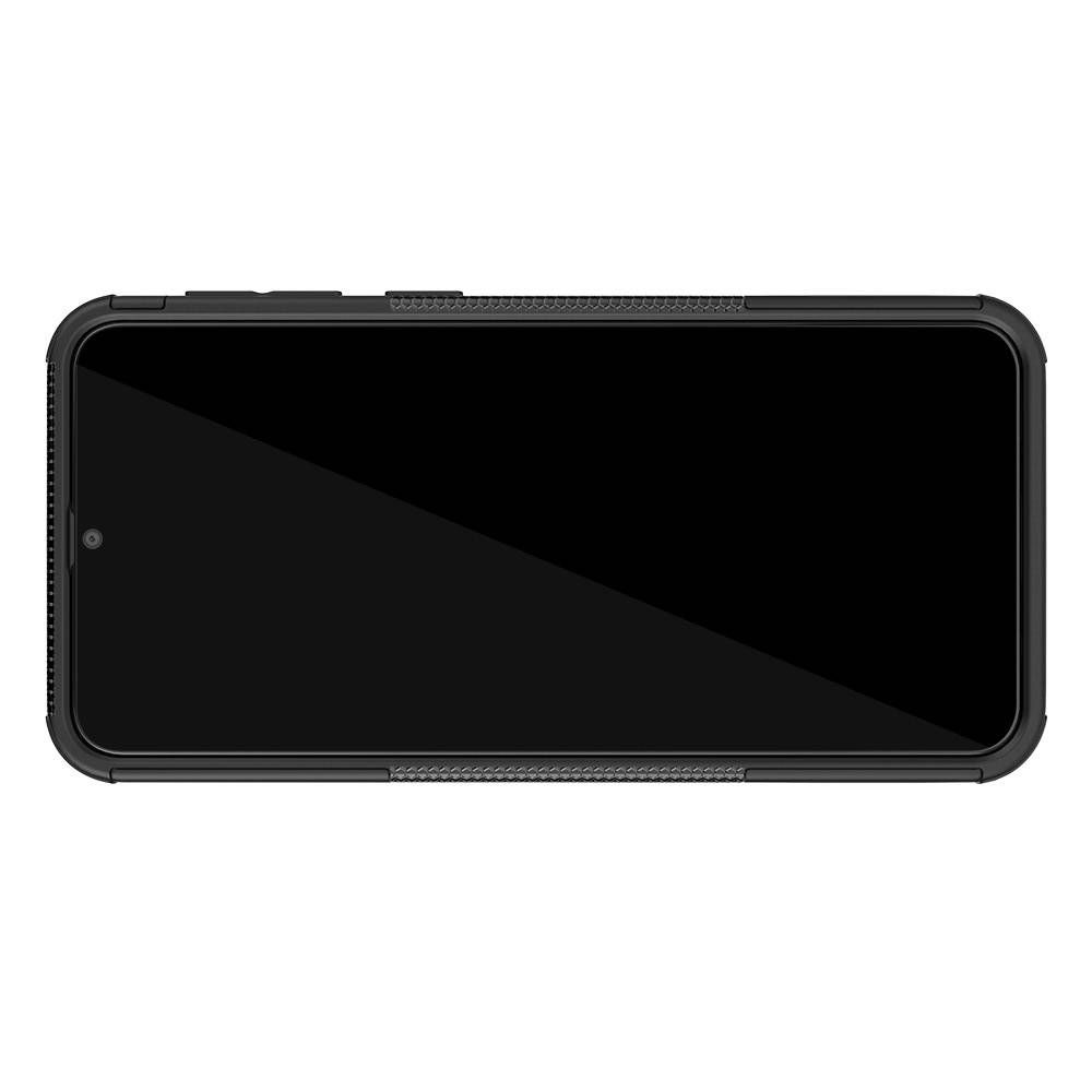 Двухкомпонентный Противоскользящий Гибридный Противоударный Чехол для Samsung Galaxy M30s с Подставкой Черный