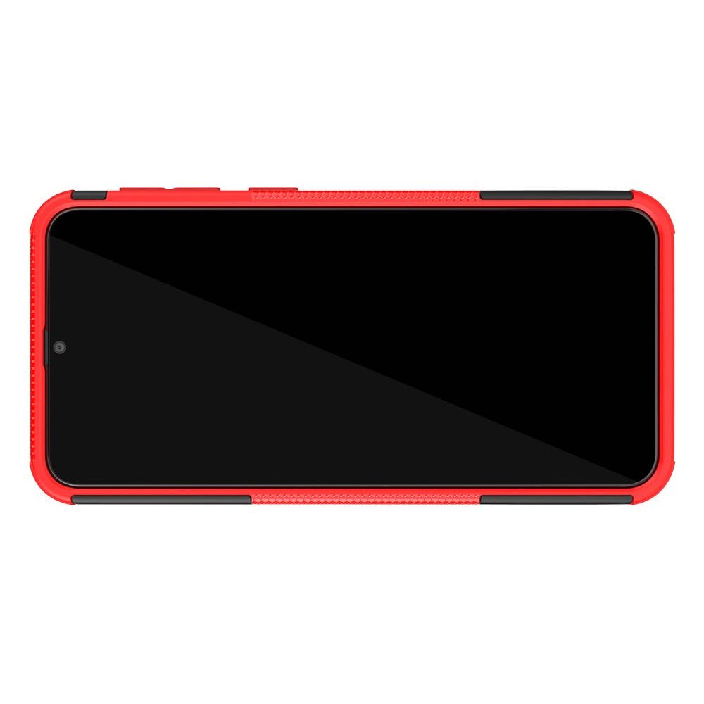Двухкомпонентный Противоскользящий Гибридный Противоударный Чехол для Samsung Galaxy M30s с Подставкой Красный