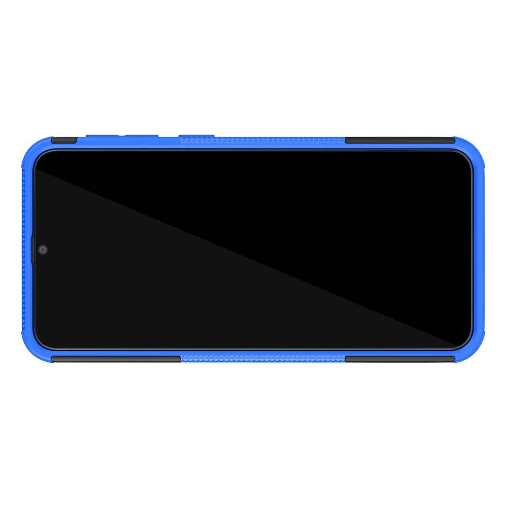 Двухкомпонентный Противоскользящий Гибридный Противоударный Чехол для Samsung Galaxy M30s с Подставкой Синий