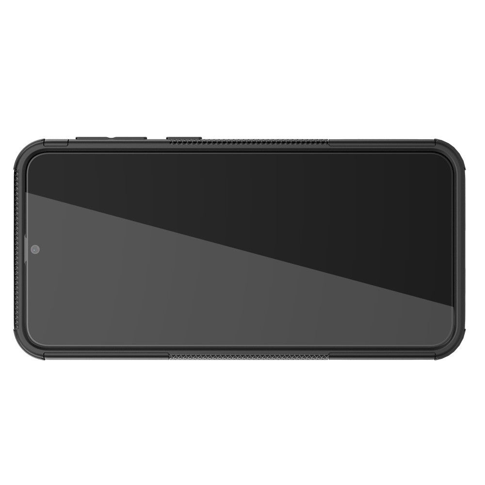 Двухкомпонентный Противоскользящий Гибридный Противоударный Чехол для Samsung Galaxy M31 с Подставкой Черный