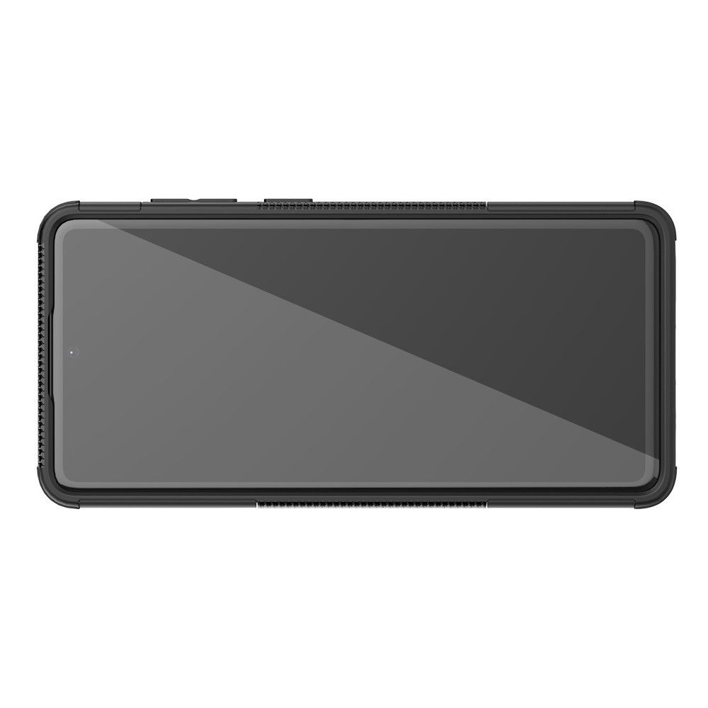 Двухкомпонентный Противоскользящий Гибридный Противоударный Чехол для Samsung Galaxy Note 10 Lite с Подставкой Черный