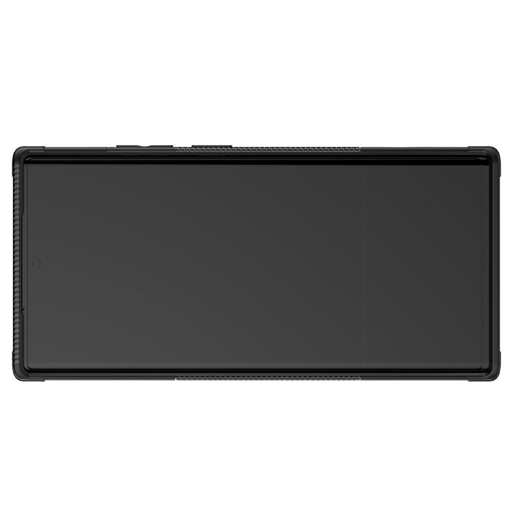 Двухкомпонентный Противоскользящий Гибридный Противоударный Чехол для Samsung Galaxy Note 20 Ultra с Подставкой Черный