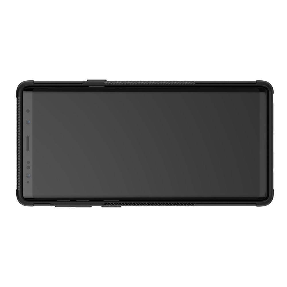 Двухкомпонентный Противоскользящий Гибридный Противоударный Чехол для Samsung Galaxy Note 9 с Подставкой Черный