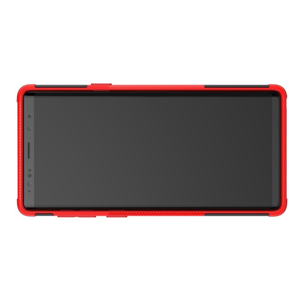 Двухкомпонентный Противоскользящий Гибридный Противоударный Чехол для Samsung Galaxy Note 9 с Подставкой Красный