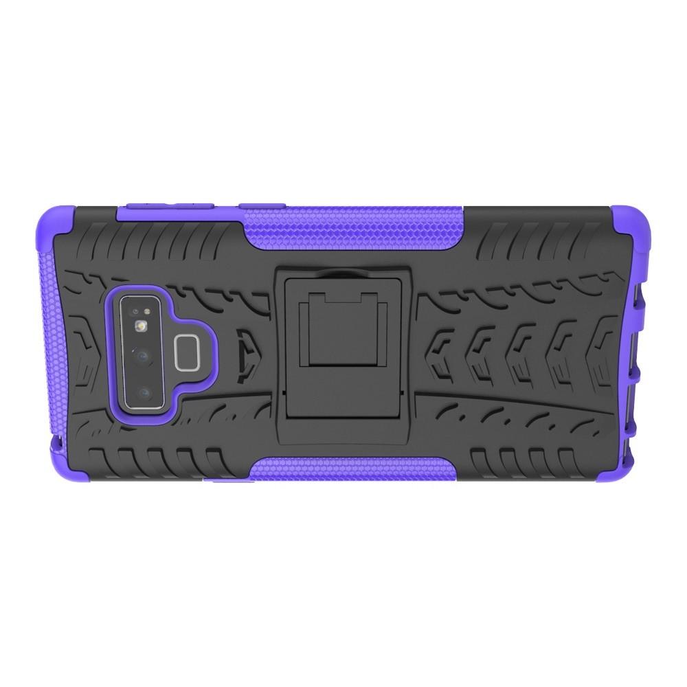 Двухкомпонентный Противоскользящий Гибридный Противоударный Чехол для Samsung Galaxy Note 9 с Подставкой Фиолетовый