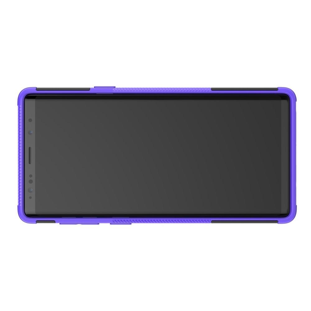 Двухкомпонентный Противоскользящий Гибридный Противоударный Чехол для Samsung Galaxy Note 9 с Подставкой Фиолетовый