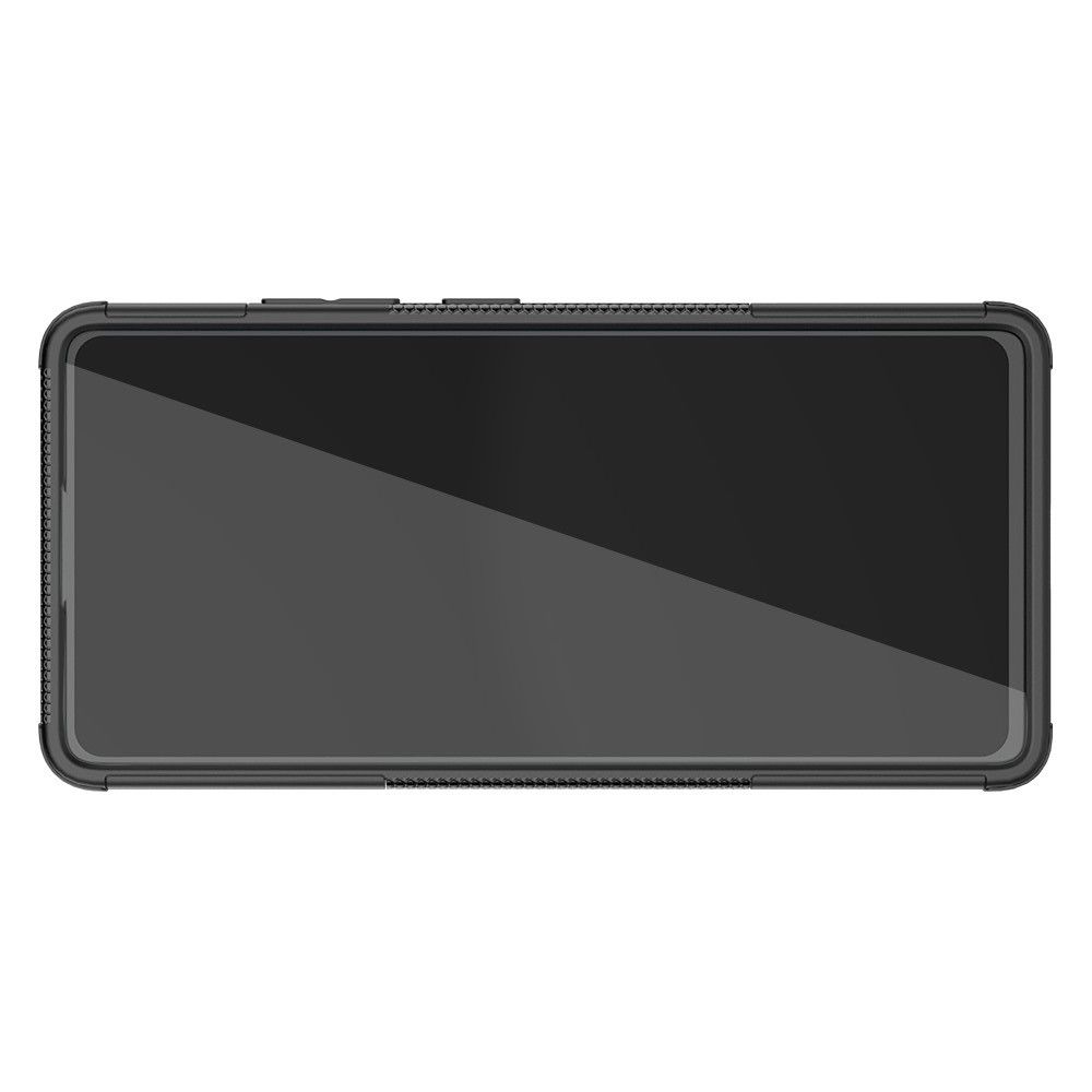 Двухкомпонентный Противоскользящий Гибридный Противоударный Чехол для Samsung Galaxy S10 Lite с Подставкой Черный
