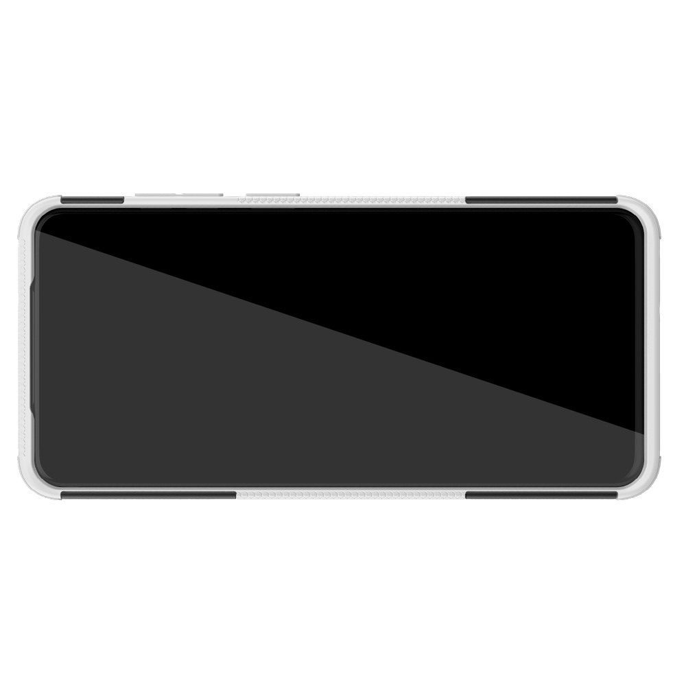 Двухкомпонентный Противоскользящий Гибридный Противоударный Чехол для Samsung Galaxy S20 Plus с Подставкой Белый