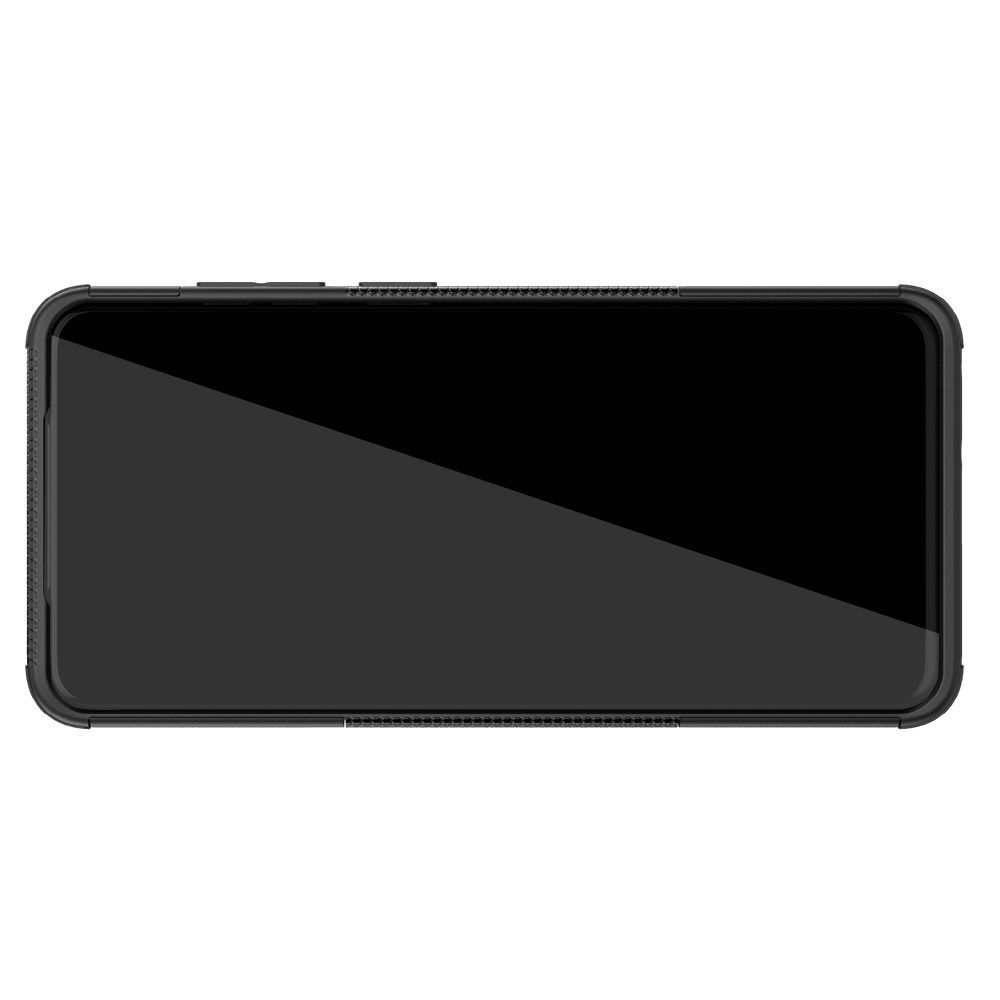 Двухкомпонентный Противоскользящий Гибридный Противоударный Чехол для Samsung Galaxy S20 Plus с Подставкой Черный