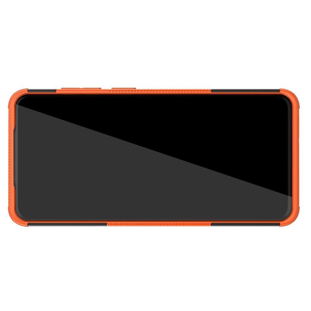 Двухкомпонентный Противоскользящий Гибридный Противоударный Чехол для Samsung Galaxy S20 Plus с Подставкой Оранжевый