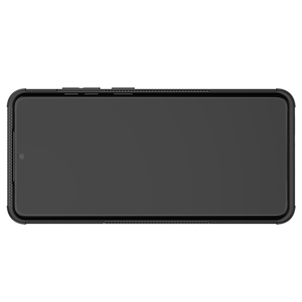 Двухкомпонентный Противоскользящий Гибридный Противоударный Чехол для Samsung Galaxy S20 Ultra с Подставкой Черный