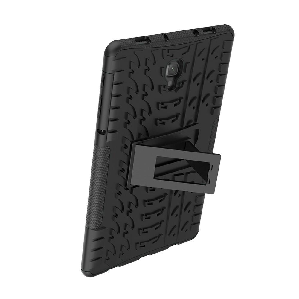 Двухкомпонентный Противоскользящий Гибридный Противоударный Чехол для Samsung Galaxy Tab A 10.5 SM-T595 SM-T590 с Подставкой Черный
