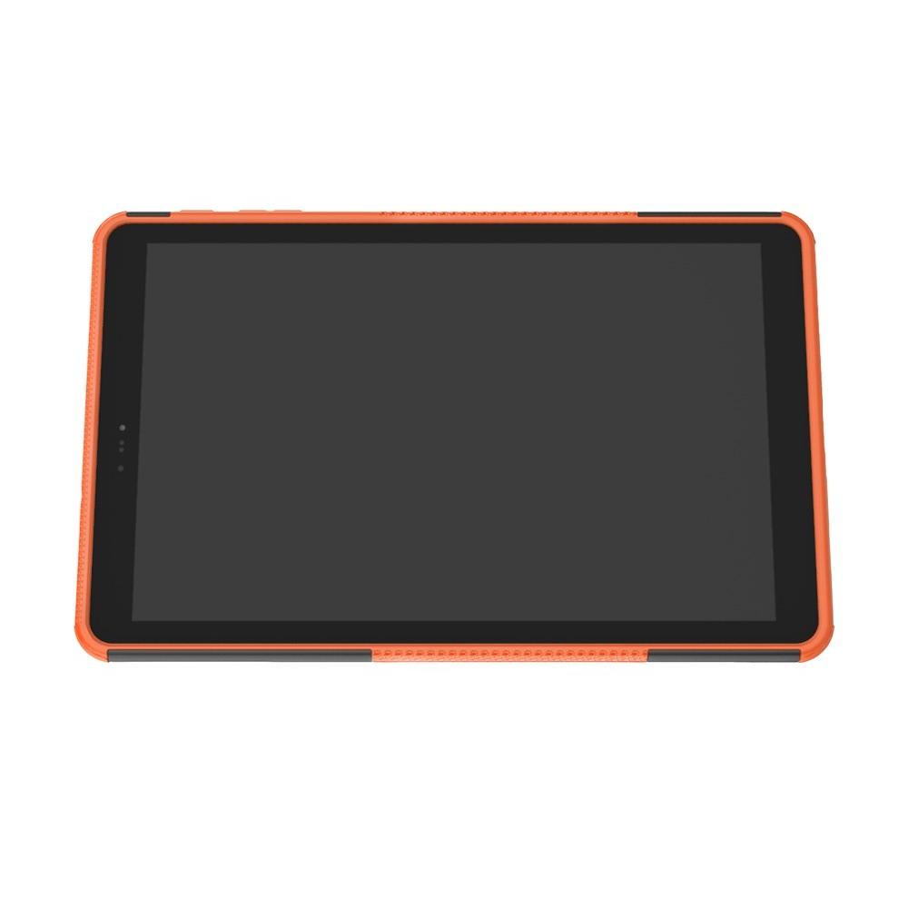 Двухкомпонентный Противоскользящий Гибридный Противоударный Чехол для Samsung Galaxy Tab A 10.5 SM-T595 SM-T590 с Подставкой Оранжевый