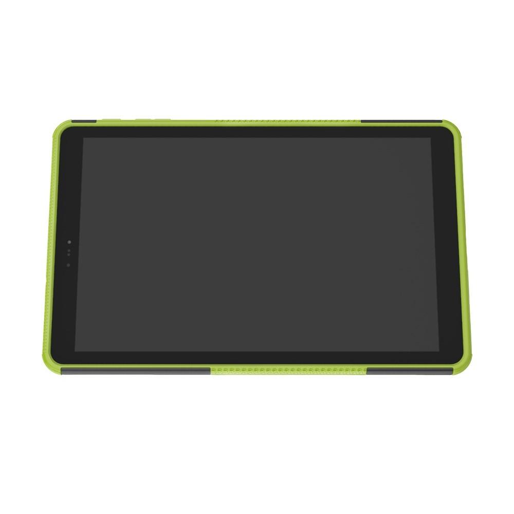 Двухкомпонентный Противоскользящий Гибридный Противоударный Чехол для Samsung Galaxy Tab A 10.5 SM-T595 SM-T590 с Подставкой Зеленый
