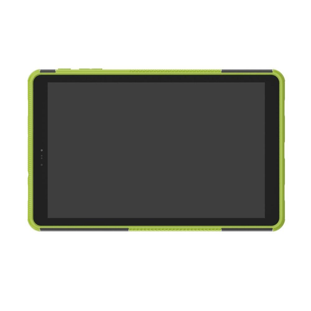 Двухкомпонентный Противоскользящий Гибридный Противоударный Чехол для Samsung Galaxy Tab A 10.5 SM-T595 SM-T590 с Подставкой Зеленый