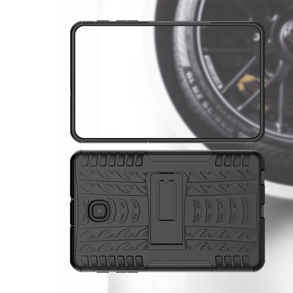 Двухкомпонентный Противоскользящий Гибридный Противоударный Чехол для Samsung Galaxy Tab A 8.0 2018 SM-T387 с Подставкой Черный