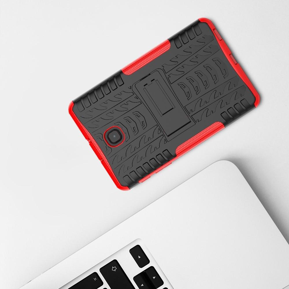 Двухкомпонентный Противоскользящий Гибридный Противоударный Чехол для Samsung Galaxy Tab A 8.0 2018 SM-T387 с Подставкой Красный