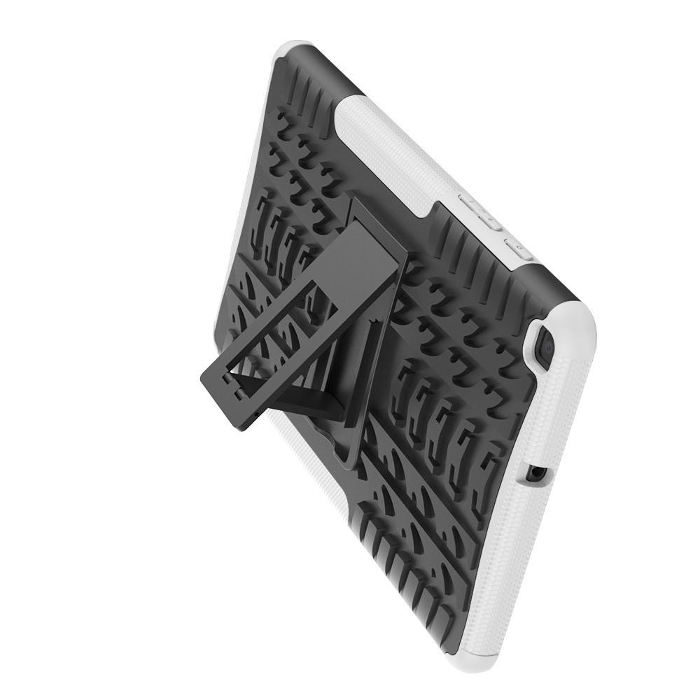 Двухкомпонентный Противоскользящий Гибридный Противоударный Чехол для Samsung Galaxy Tab A 8.0 2019 SM-P200 SM-P205 с Подставкой Белый