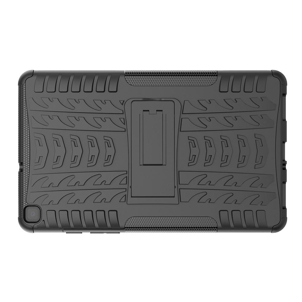Двухкомпонентный Противоскользящий Гибридный Противоударный Чехол для Samsung Galaxy Tab A 8.0 2019 SM-P200 SM-P205 с Подставкой Черный