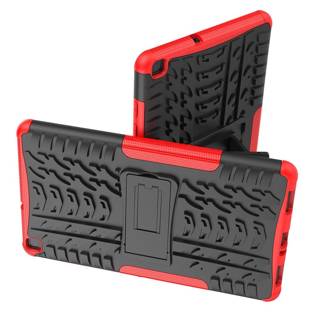 Двухкомпонентный Противоскользящий Гибридный Противоударный Чехол для Samsung Galaxy Tab A 8.0 2019 SM-P200 SM-P205 с Подставкой Красный