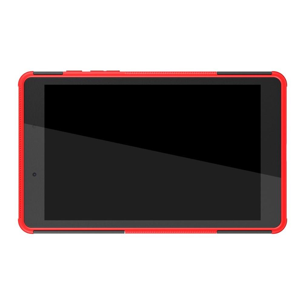 Двухкомпонентный Противоскользящий Гибридный Противоударный Чехол для Samsung Galaxy Tab A 8.0 2019 SM-P200 SM-P205 с Подставкой Красный