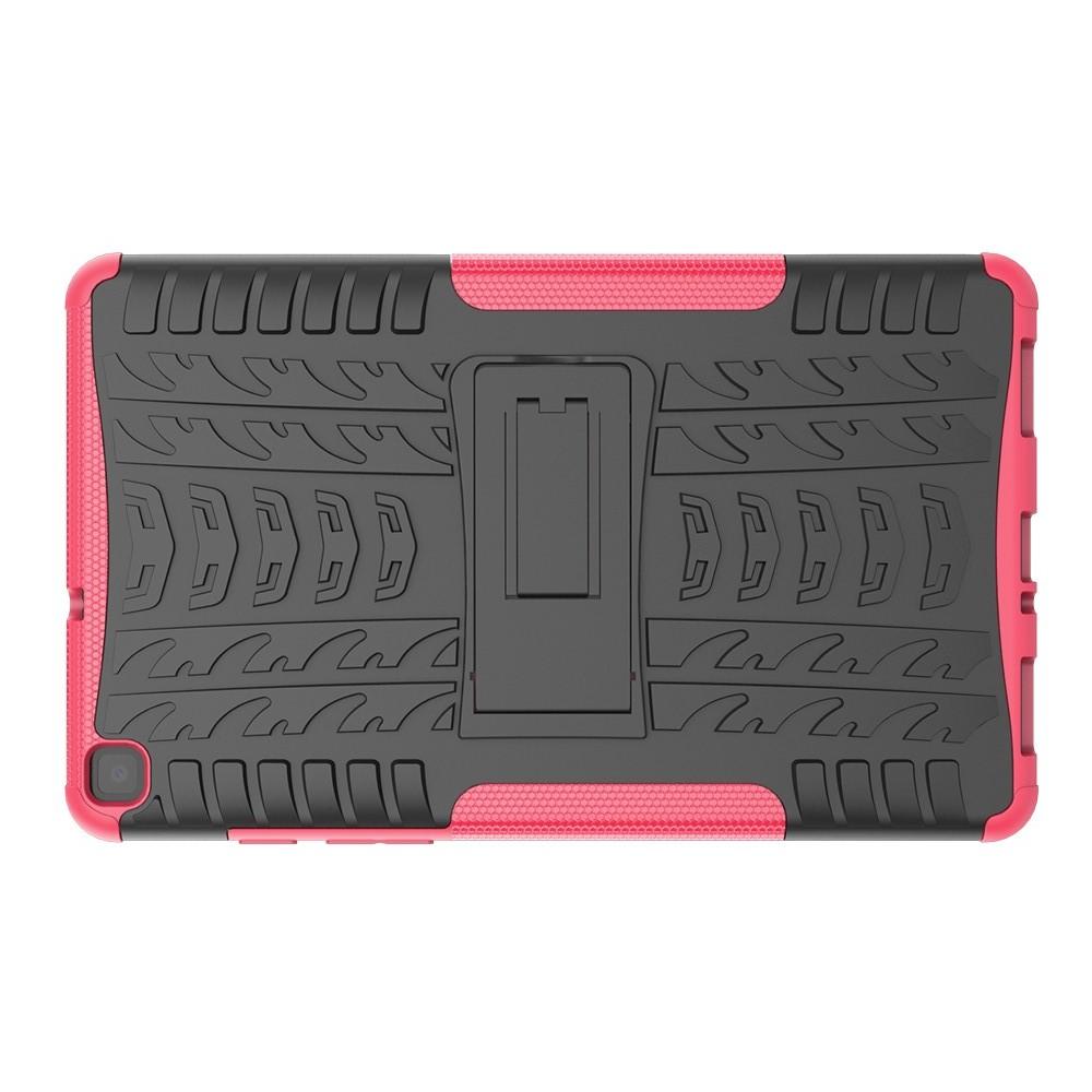 Двухкомпонентный Противоскользящий Гибридный Противоударный Чехол для Samsung Galaxy Tab A 8.0 2019 SM-P200 SM-P205 с Подставкой Розовый