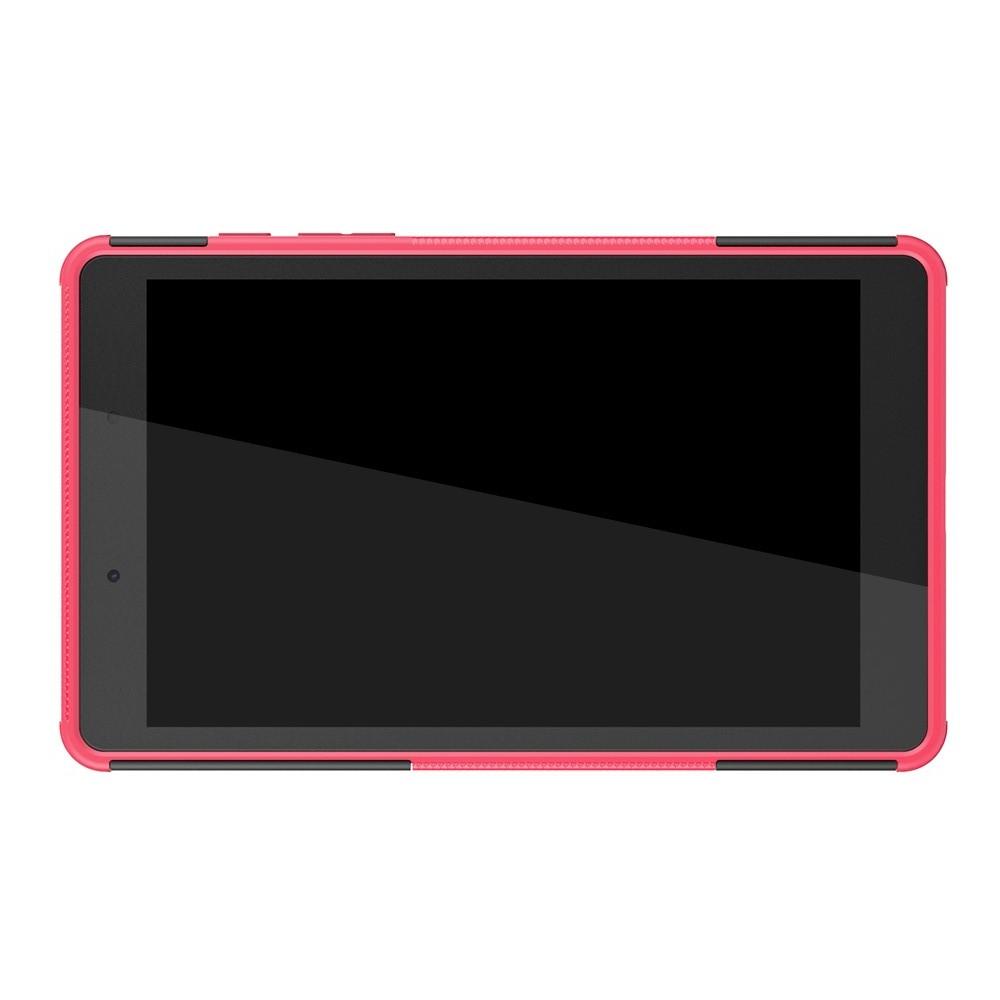 Двухкомпонентный Противоскользящий Гибридный Противоударный Чехол для Samsung Galaxy Tab A 8.0 2019 SM-P200 SM-P205 с Подставкой Розовый