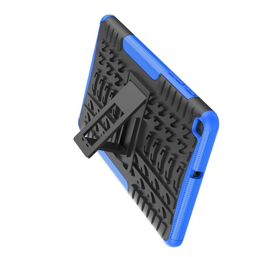 Двухкомпонентный Противоскользящий Гибридный Противоударный Чехол для Samsung Galaxy Tab A 8.0 2019 SM-P200 SM-P205 с Подставкой Синий