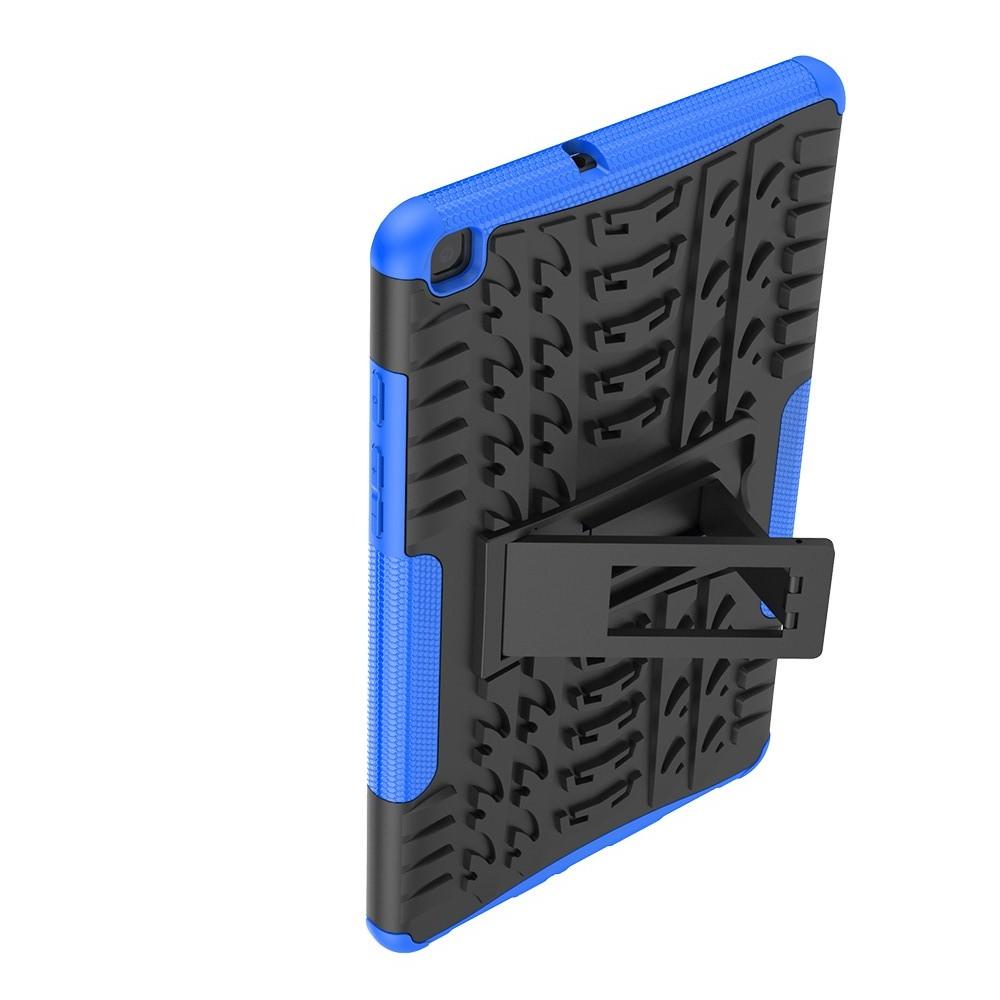 Двухкомпонентный Противоскользящий Гибридный Противоударный Чехол для Samsung Galaxy Tab A 8.0 2019 SM-P200 SM-P205 с Подставкой Синий