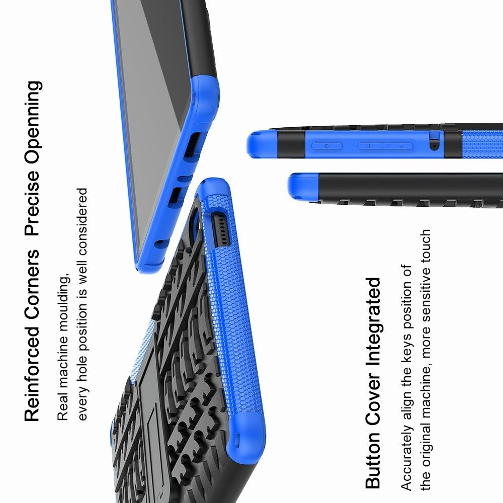 Двухкомпонентный Противоскользящий Гибридный Противоударный Чехол для Samsung Galaxy Tab A7 Lite с Подставкой Черный