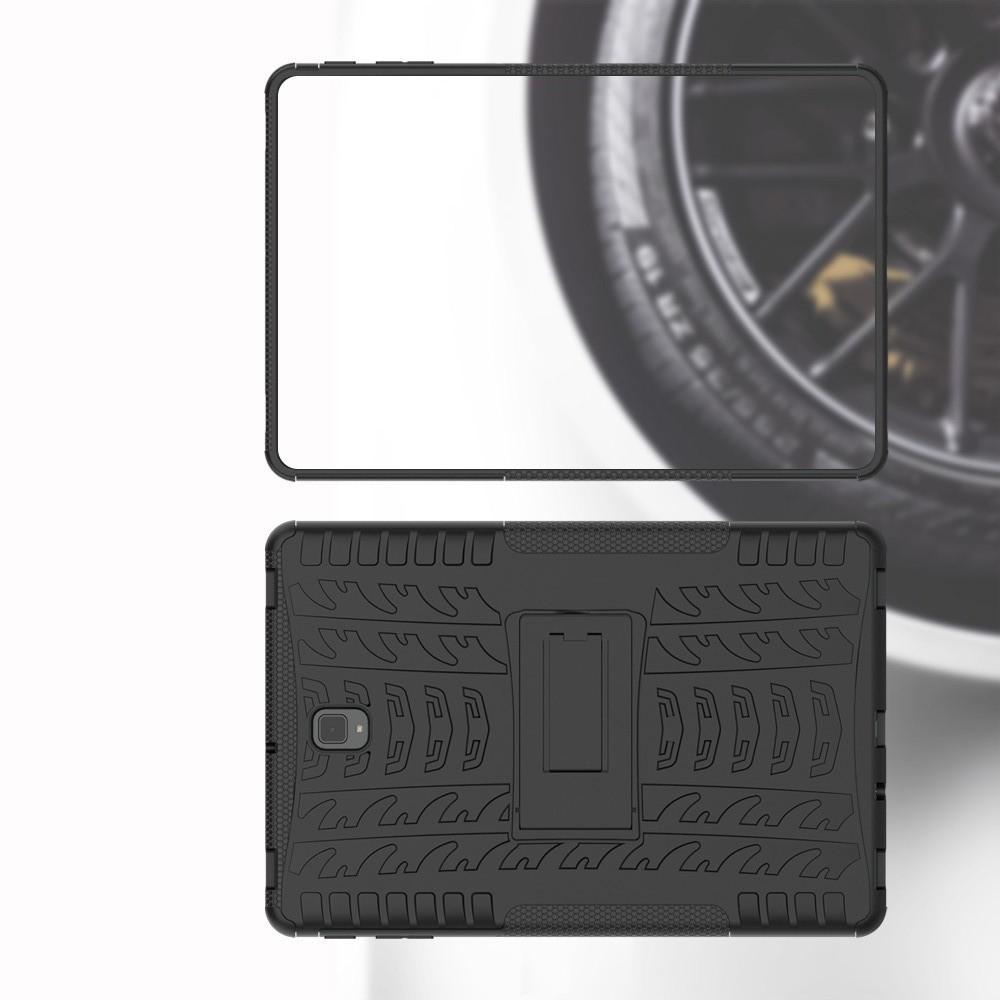 Двухкомпонентный Противоскользящий Гибридный Противоударный Чехол для Samsung Galaxy Tab S4 10.5 SM-T830 SM-T835 с Подставкой Черный