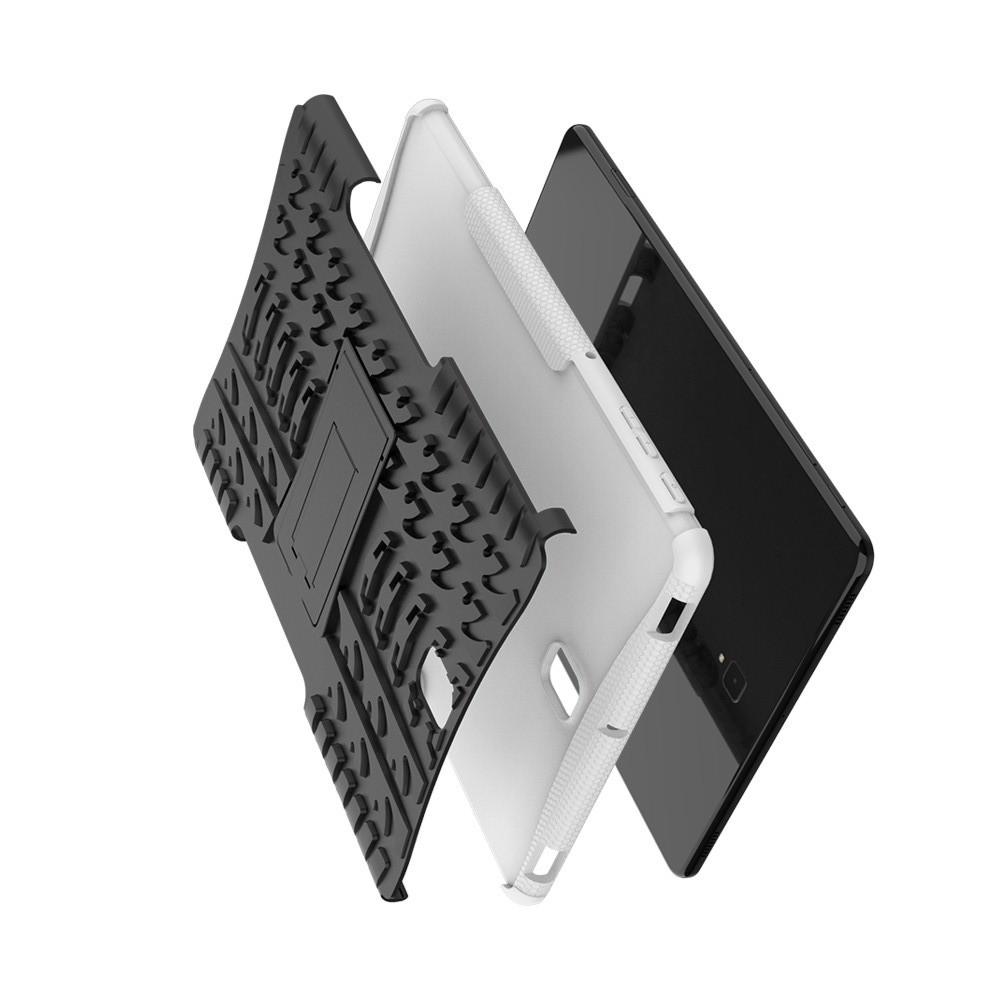 Двухкомпонентный Противоскользящий Гибридный Противоударный Чехол для Samsung Galaxy Tab S4 10.5 SM-T830 SM-T835 с Подставкой Белый