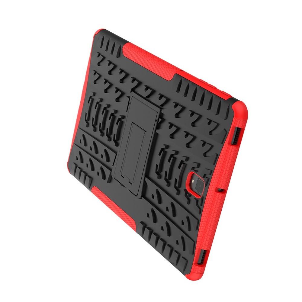 Двухкомпонентный Противоскользящий Гибридный Противоударный Чехол для Samsung Galaxy Tab S4 10.5 SM-T830 SM-T835 с Подставкой Красный