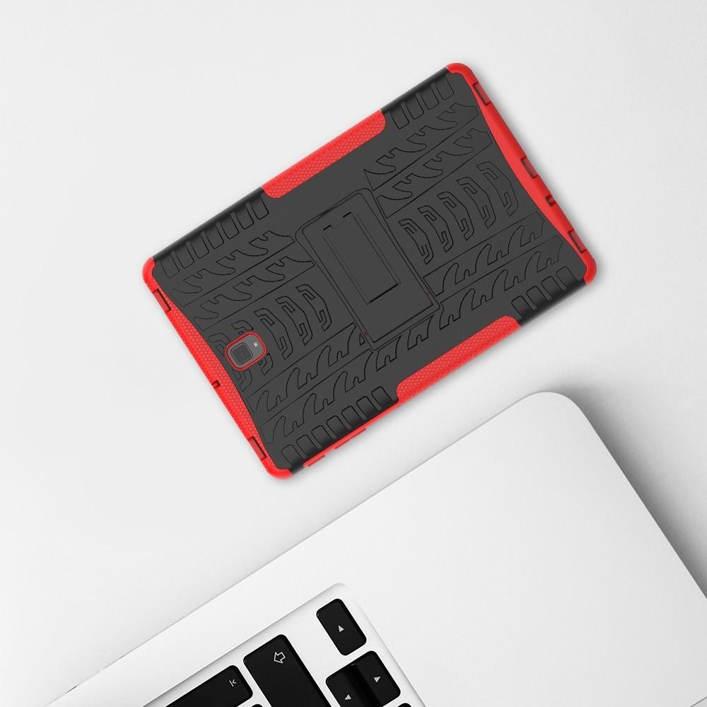 Двухкомпонентный Противоскользящий Гибридный Противоударный Чехол для Samsung Galaxy Tab S4 10.5 SM-T830 SM-T835 с Подставкой Красный
