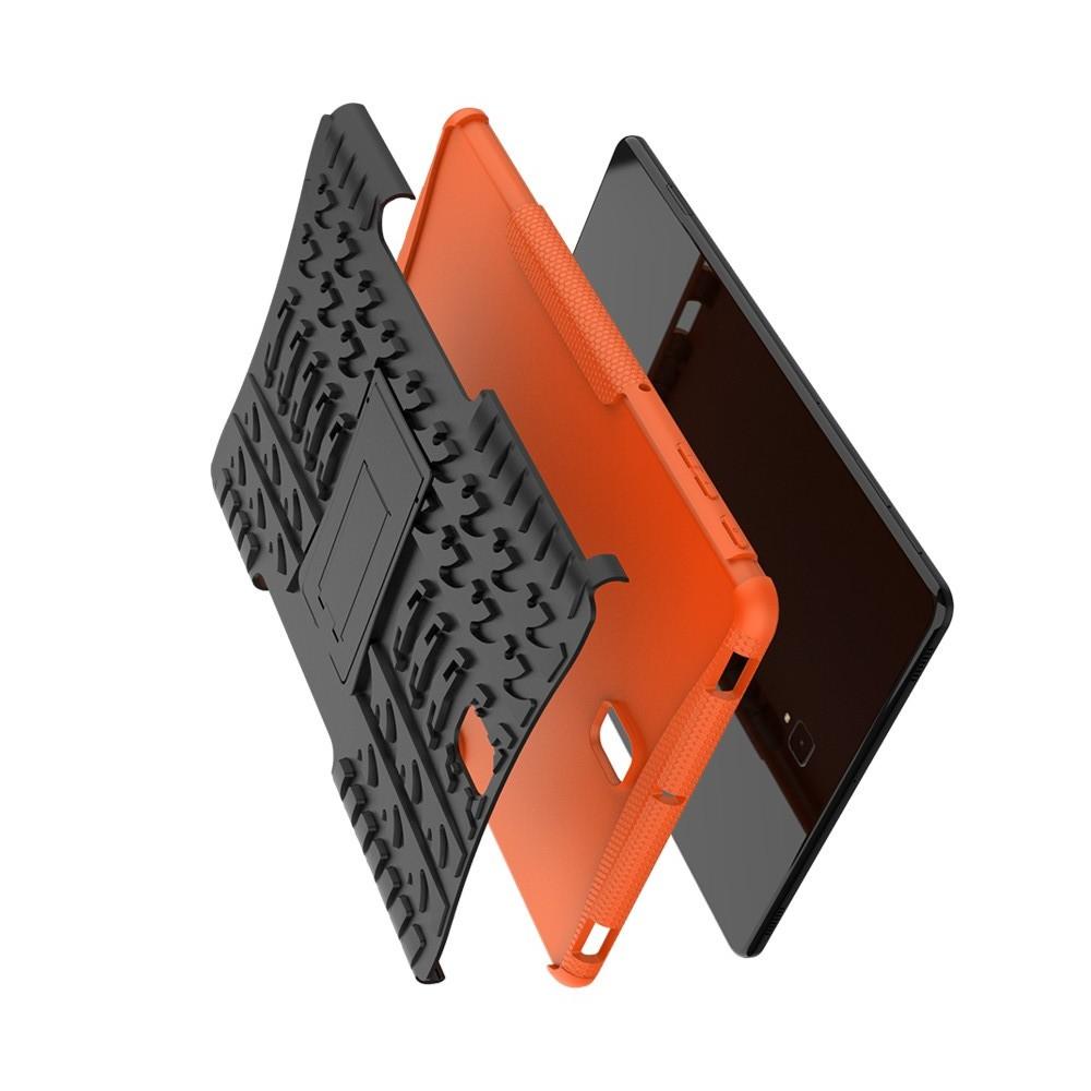 Двухкомпонентный Противоскользящий Гибридный Противоударный Чехол для Samsung Galaxy Tab S4 10.5 SM-T830 SM-T835 с Подставкой Оранжевый