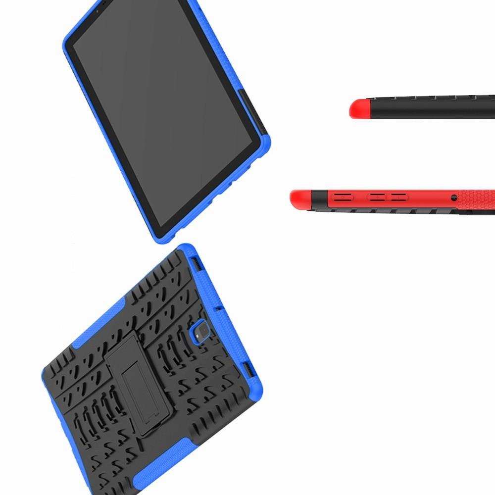 Двухкомпонентный Противоскользящий Гибридный Противоударный Чехол для Samsung Galaxy Tab S4 10.5 SM-T830 SM-T835 с Подставкой Синий