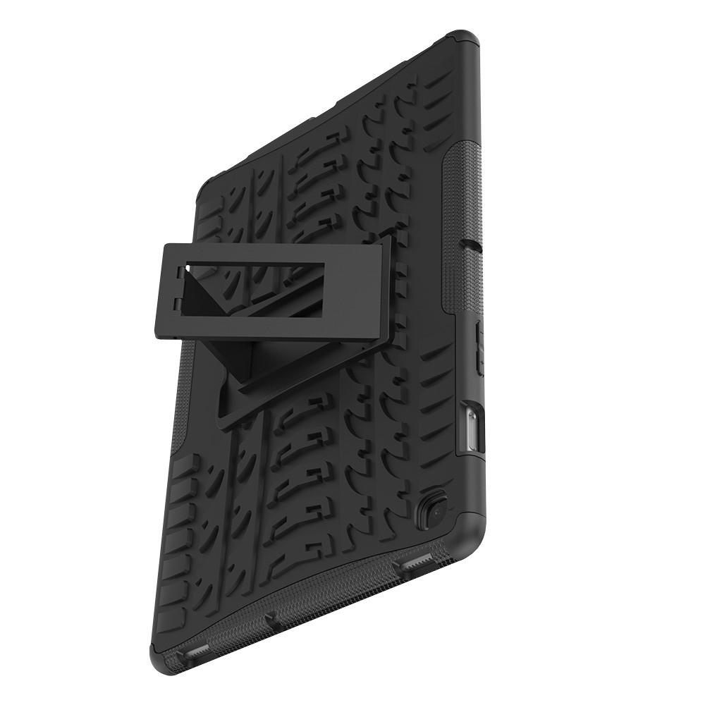 Двухкомпонентный Противоскользящий Гибридный Противоударный Чехол для Samsung Galaxy Tab S5e SM-T720 SM-T725 с Подставкой Черный