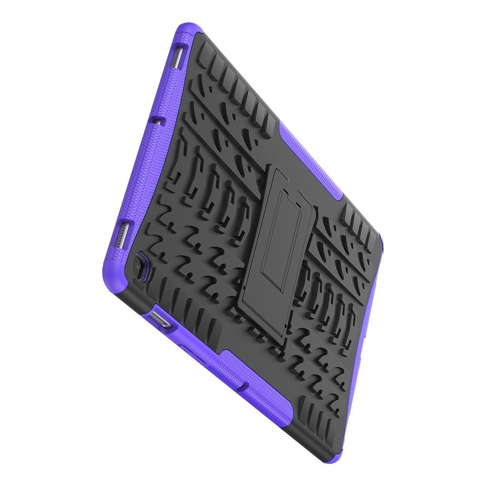 Двухкомпонентный Противоскользящий Гибридный Противоударный Чехол для Samsung Galaxy Tab S5e SM-T720 SM-T725 с Подставкой Фиолетовый
