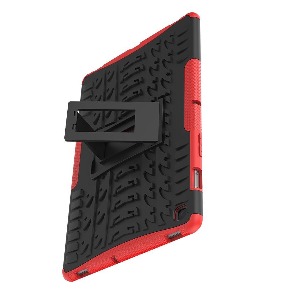 Двухкомпонентный Противоскользящий Гибридный Противоударный Чехол для Samsung Galaxy Tab S5e SM-T720 SM-T725 с Подставкой Красный