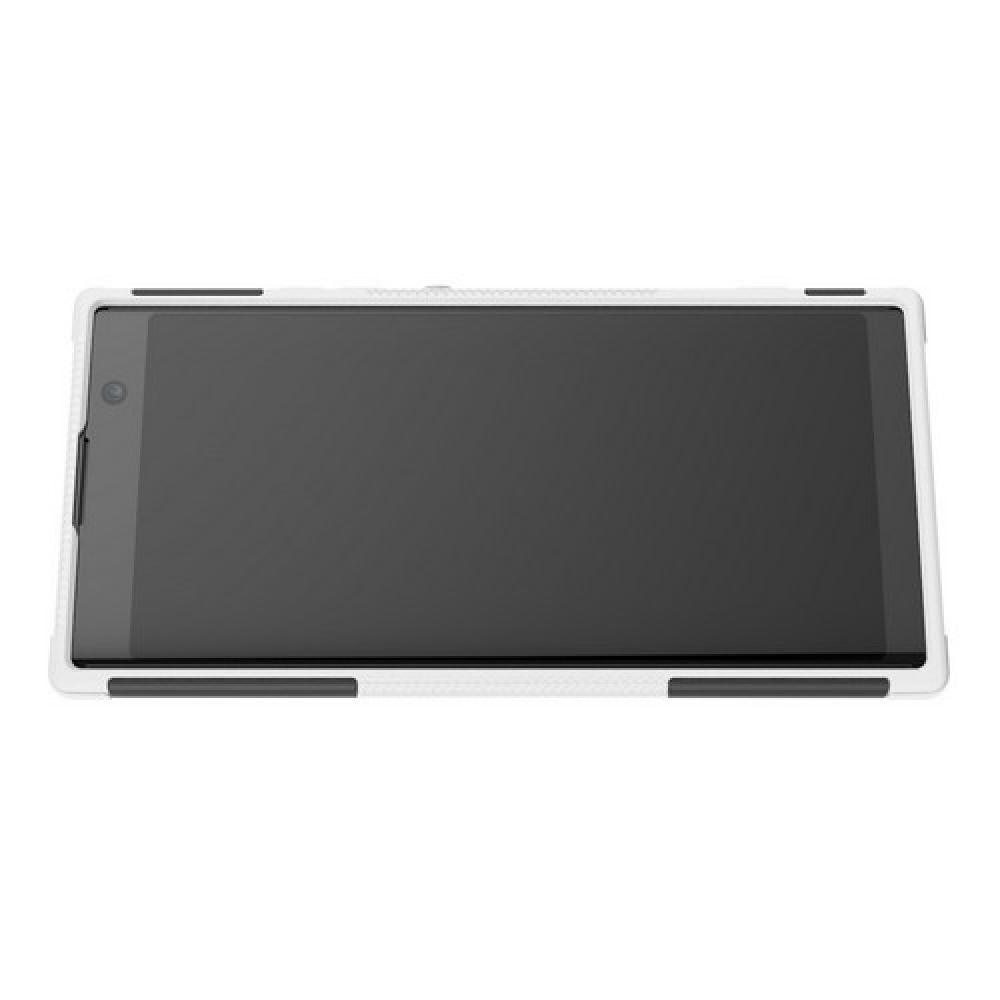 Двухкомпонентный Противоскользящий Гибридный Противоударный Чехол для Sony Xperia XA2 Plus с Подставкой Черный