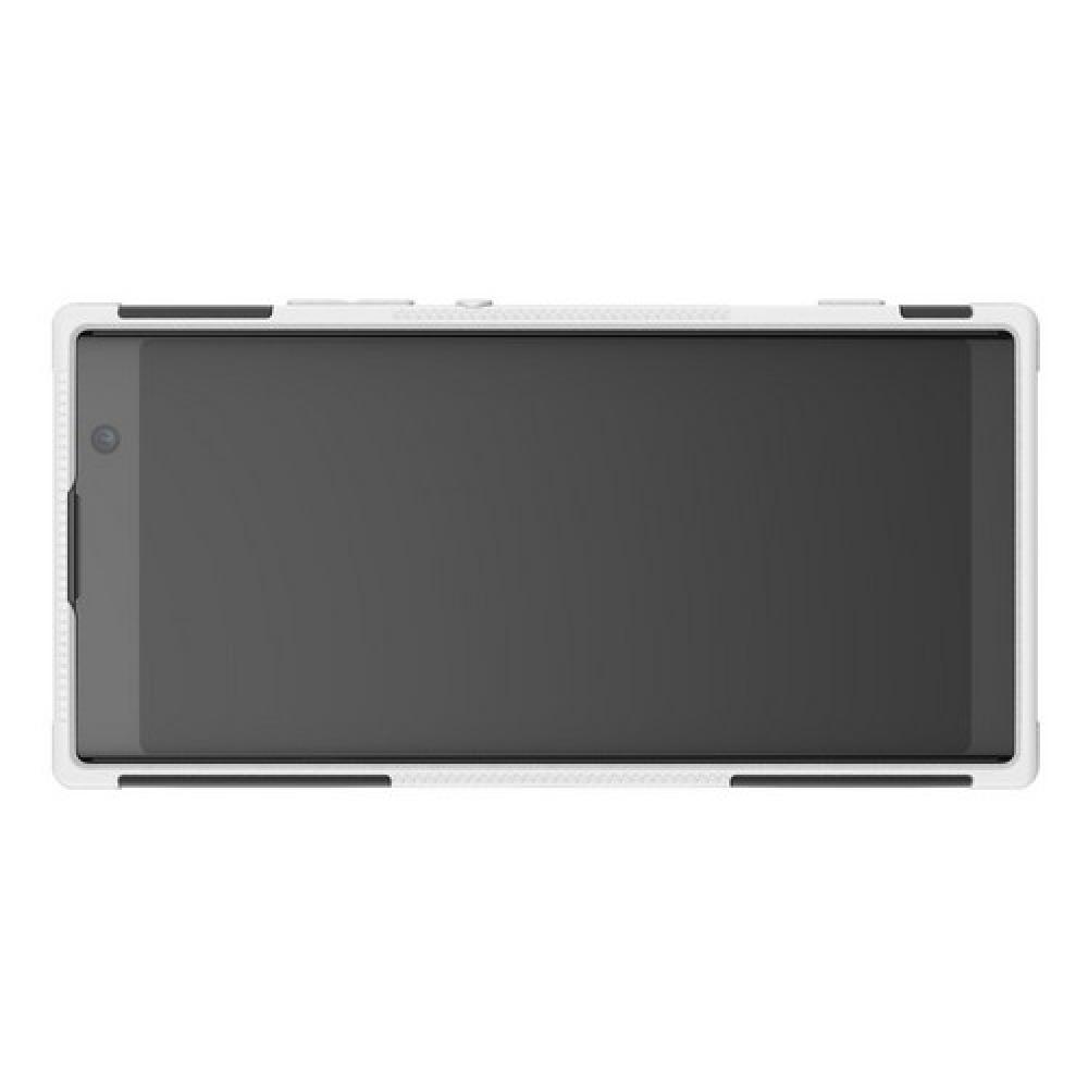 Двухкомпонентный Противоскользящий Гибридный Противоударный Чехол для Sony Xperia XA2 Plus с Подставкой Белый