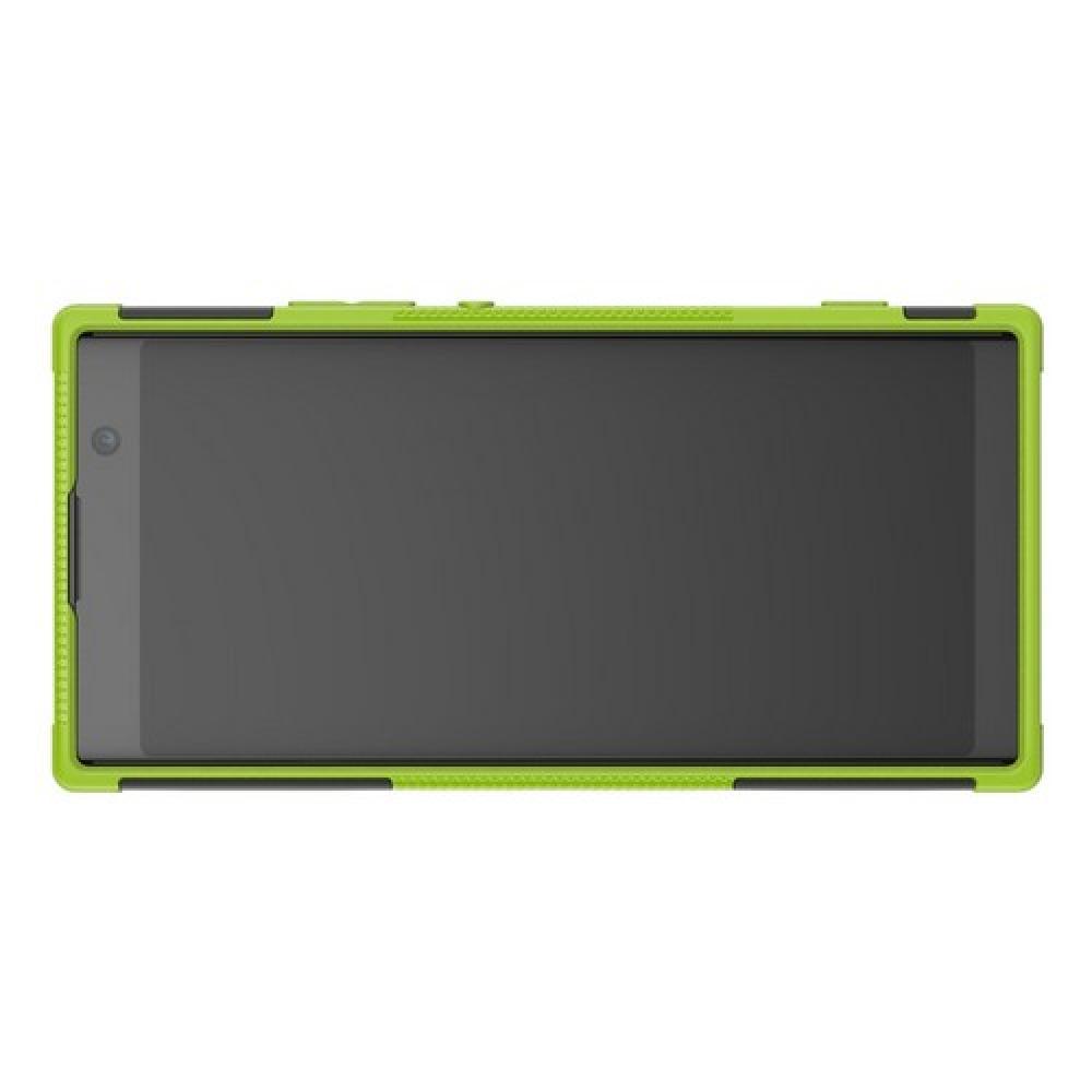 Двухкомпонентный Противоскользящий Гибридный Противоударный Чехол для Sony Xperia XA2 Plus с Подставкой Зеленый