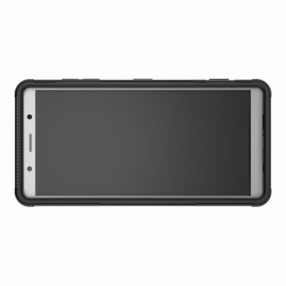 Двухкомпонентный Противоскользящий Гибридный Противоударный Чехол для Sony Xperia XZ2 Compact с Подставкой Черный