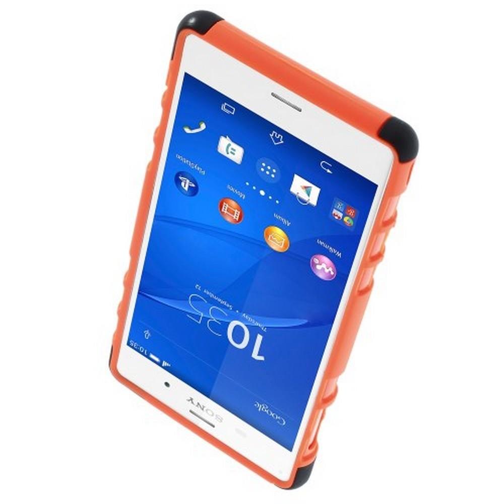 Двухкомпонентный Противоскользящий Гибридный Противоударный Чехол для Sony Xperia Z3 с Подставкой Оранжевый