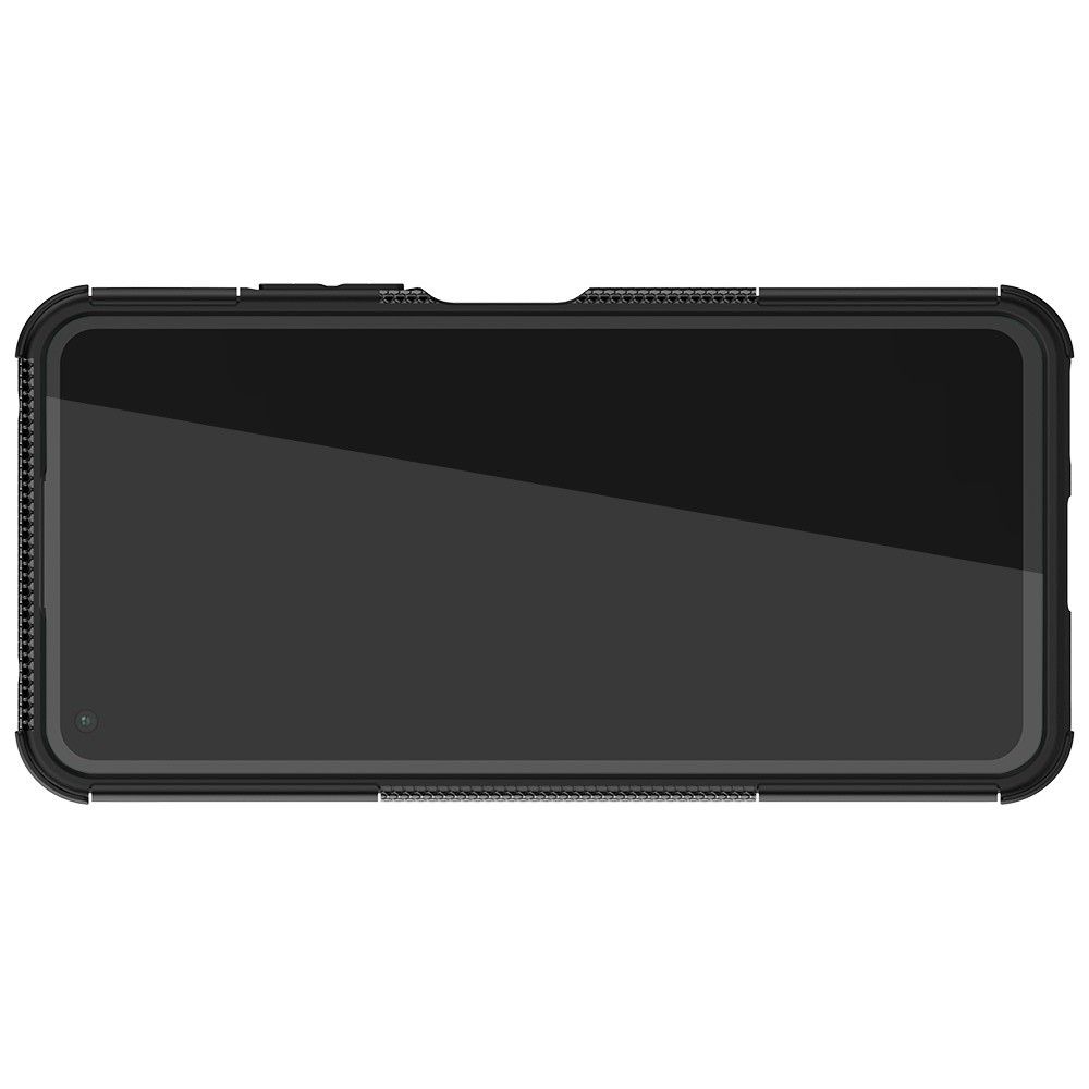 Двухкомпонентный Противоскользящий Гибридный Противоударный Чехол для Xiaomi Mi 11 Lite с Подставкой Черный