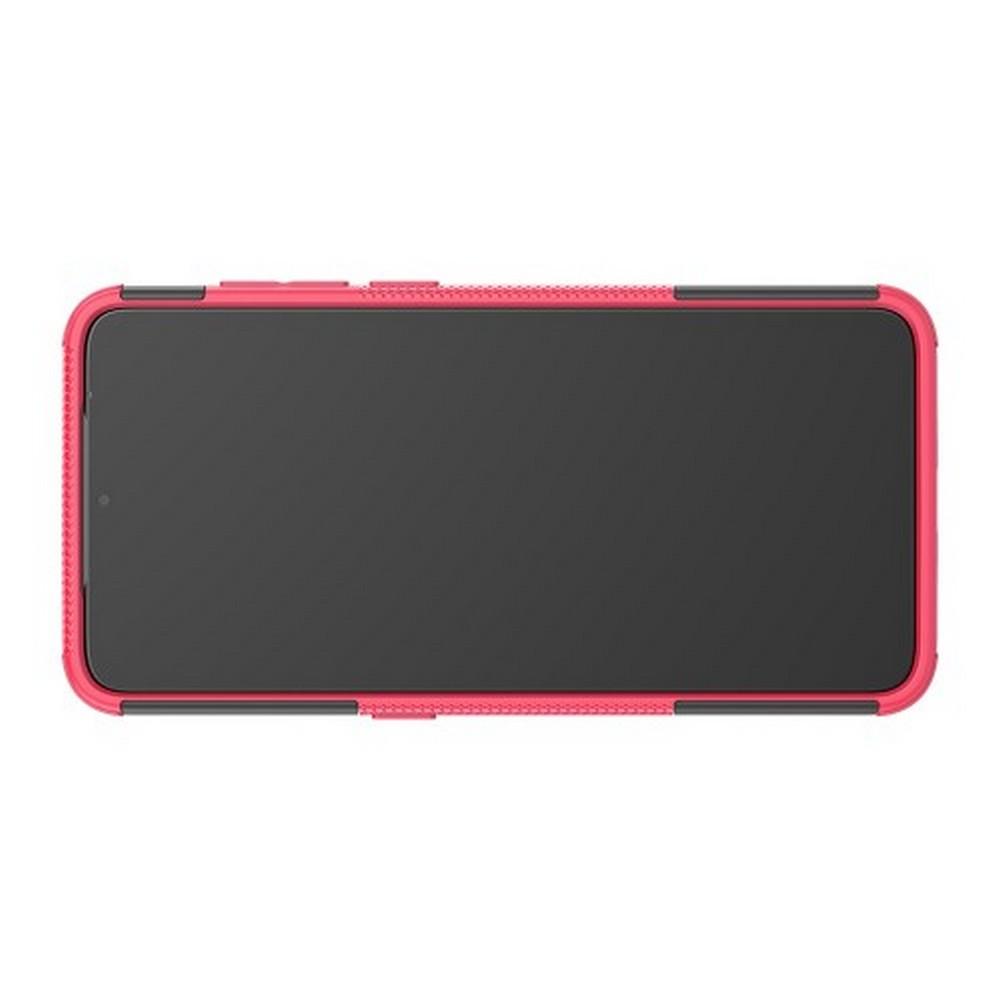 Двухкомпонентный Противоскользящий Гибридный Противоударный Чехол для Xiaomi Mi 9 с Подставкой Розовый