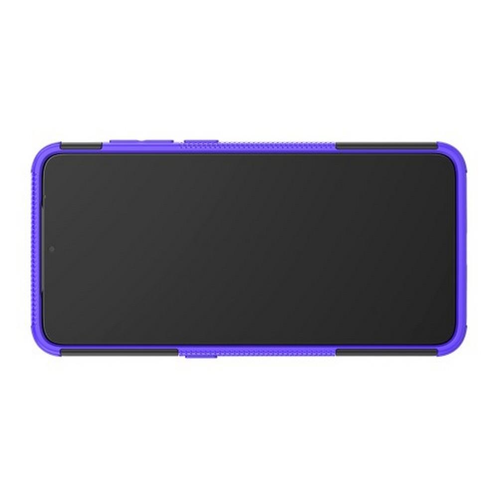 Двухкомпонентный Противоскользящий Гибридный Противоударный Чехол для Xiaomi Mi 9 с Подставкой Фиолетовый