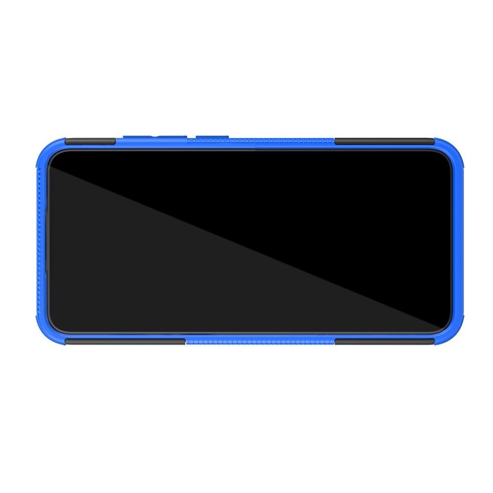Двухкомпонентный Противоскользящий Гибридный Противоударный Чехол для Xiaomi Mi A3 с Подставкой Синий / Черный
