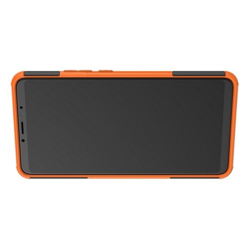 Двухкомпонентный Противоскользящий Гибридный Противоударный Чехол для Xiaomi Mi Max 3 с Подставкой Оранжевый